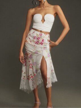 Anthropologie heirloom bias cut midi skirt